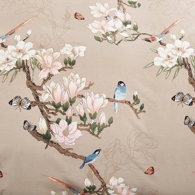 100% Cotton Soft Flowers Birds Print Bedding Set