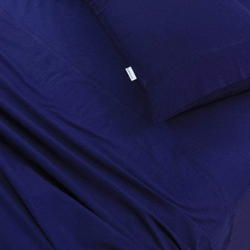 100% Egyptian Cotton Vintage Washed 500Tc Navy Blue Queen Bed Sheets Set