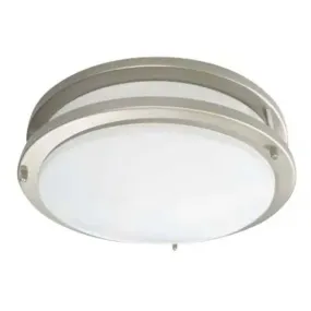 12-in 16W LED Round Ceiling Fixture Double Band 1394LM 3000K Brush Nickel Finish