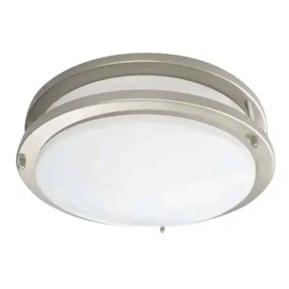 12-in 16W LED Round Ceiling Fixture Double Band 1394LM 3000K Brush Nickel Finish