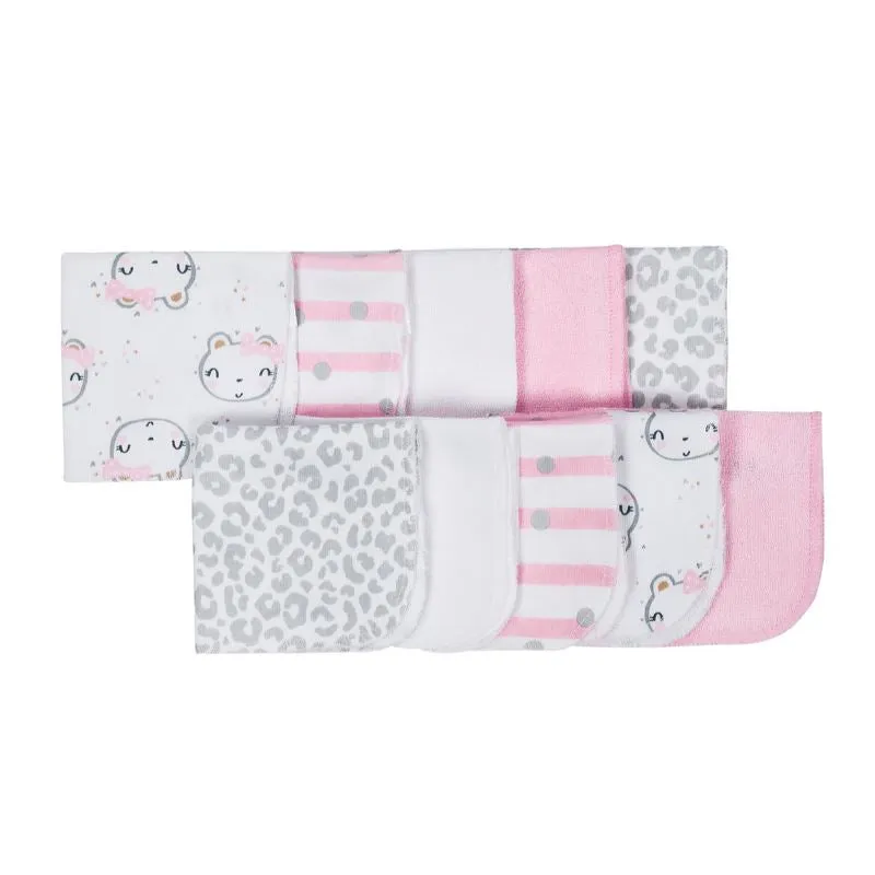 14-Piece Girls Terry Washcloth & Hooded Towel Bath Set