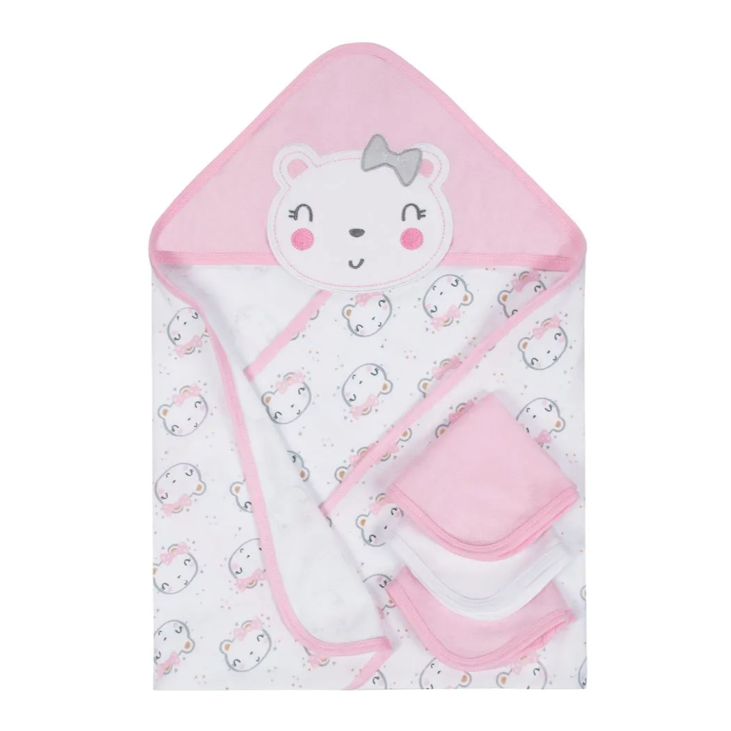 14-Piece Girls Terry Washcloth & Hooded Towel Bath Set