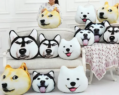 16'' Dog Face Plush Throw Pillow Animal Cushion