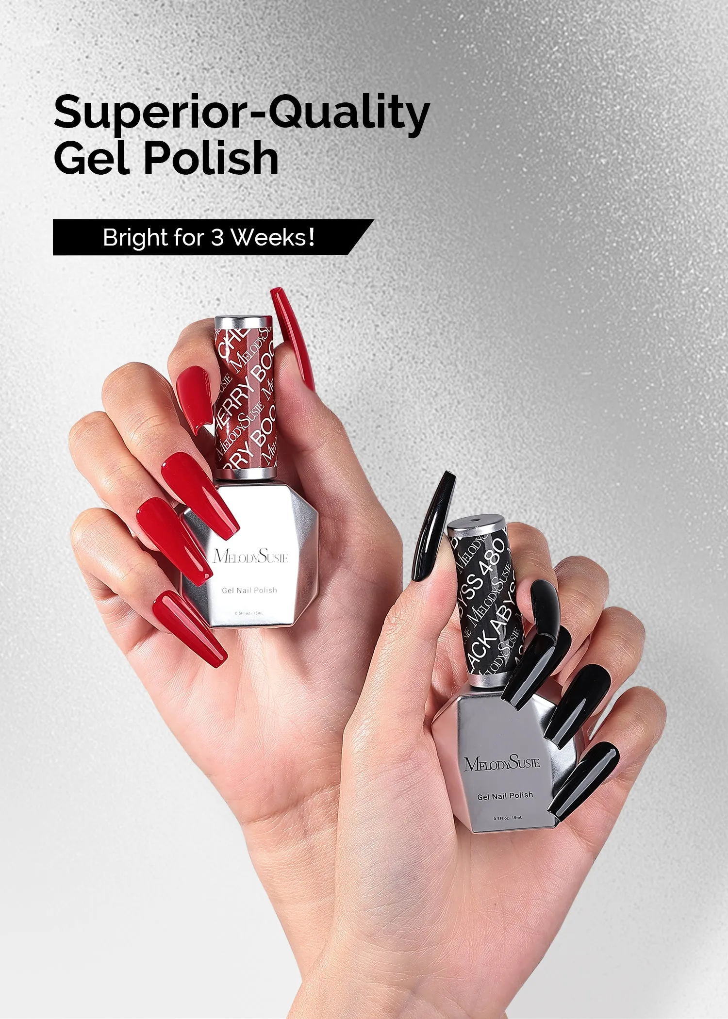 2 Pack 15ml Gel Nail Polish (Black and Red)