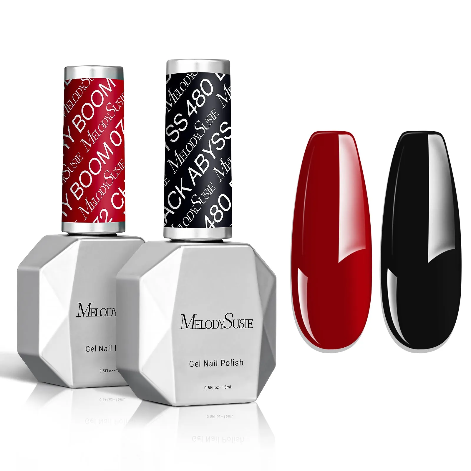 2 Pack 15ml Gel Nail Polish (Black and Red)