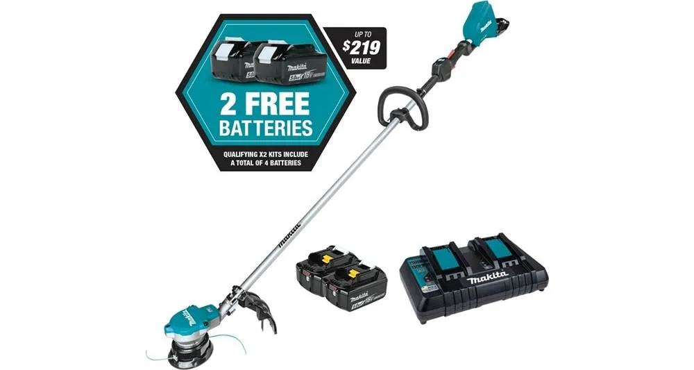 2021 Makita 36V (18V X2) LXT® Brushless String Trimmer Kit with 4 Batteries (5.0Ah) (XRU15PT1)