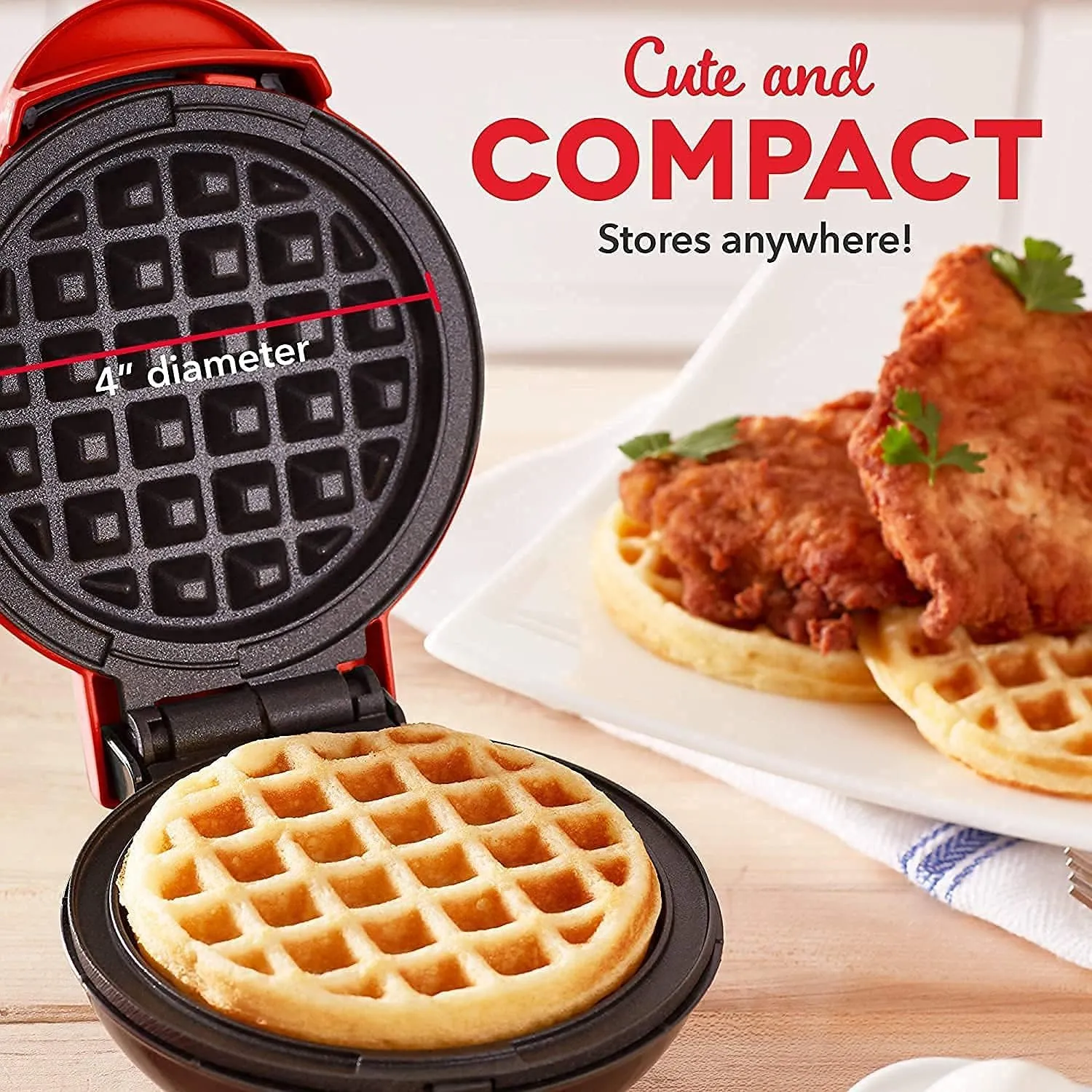 3 in 1 Mini Waffle Maker Machine 4 Inch- 350 Watts individual Belgian Waffles, Stainless Steel Non-Stick Pan Cakes, Small waffle Maker for Home Waffle.