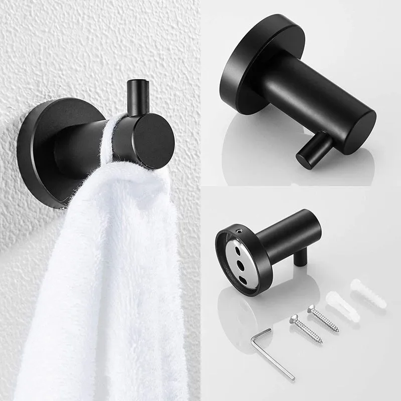 3-Piece Bathroom Hardware Set Matte Black Bathroom Accessories Kit Includes Modern Hand Towel Ring Robe Towel Hook Toilet Paper Holder