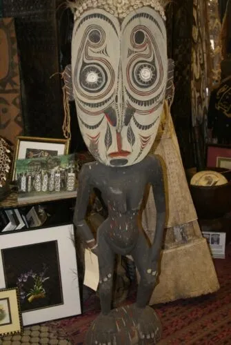 5 Ft Rare Hand carved Tiki Tambaran Spirit Savi Statue Totem Sepik Art PNG 36A1