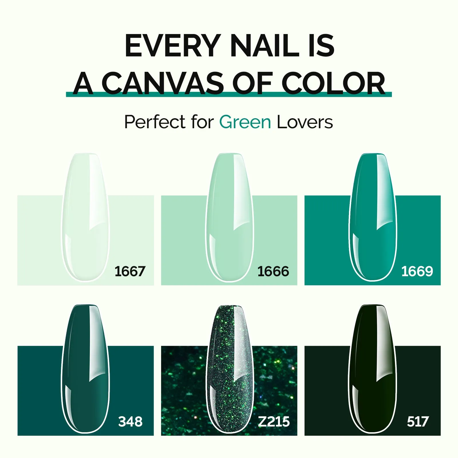 6 Colors Thick Gel Nail Polish Set 15ml - Green