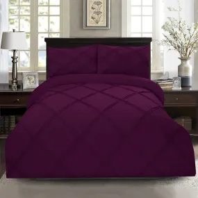 8 Pcs 3 Row Cross Pleated Duvet Set - Violet