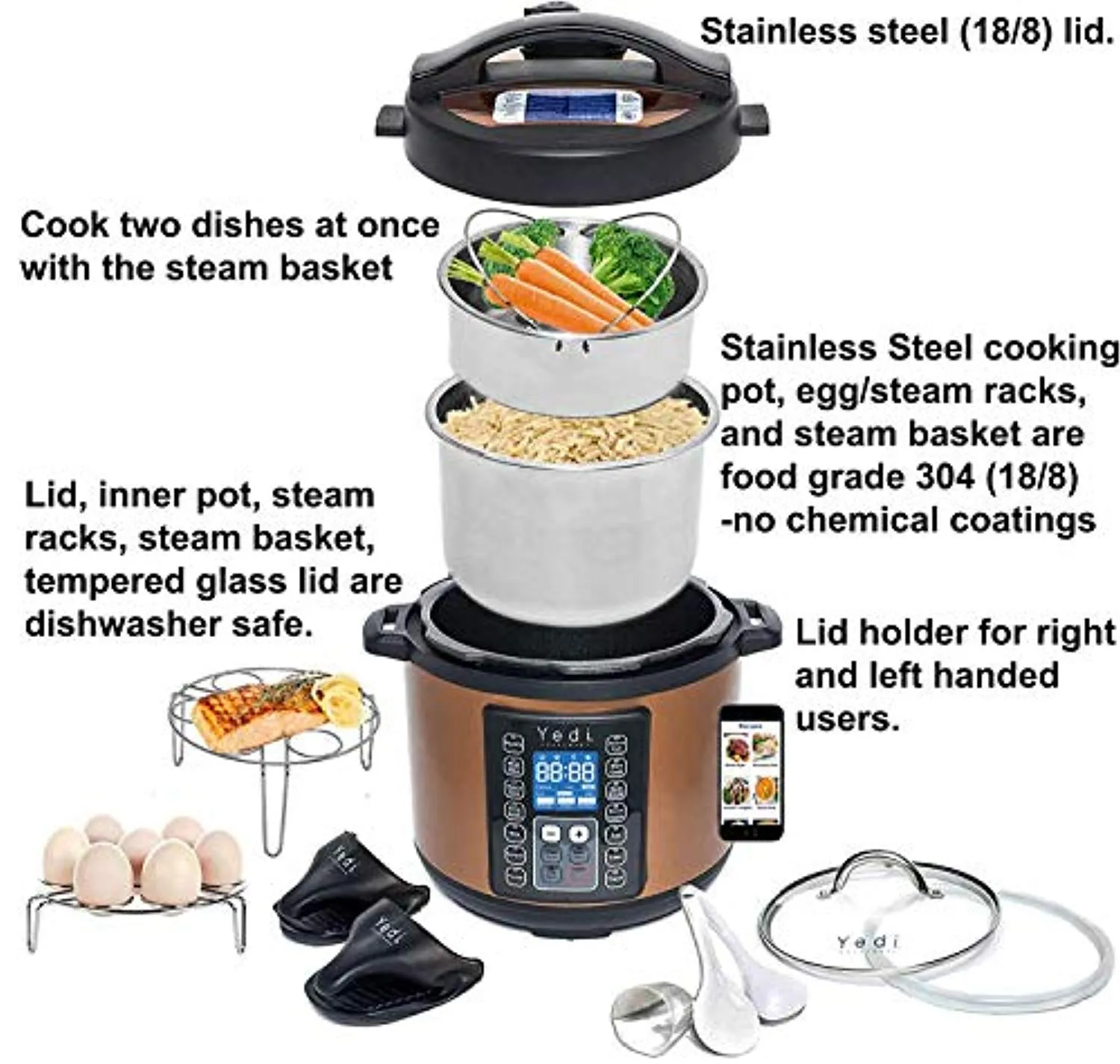 9 in 1 Total Package Instant Programmable Pressure Cooker, 6 Quart