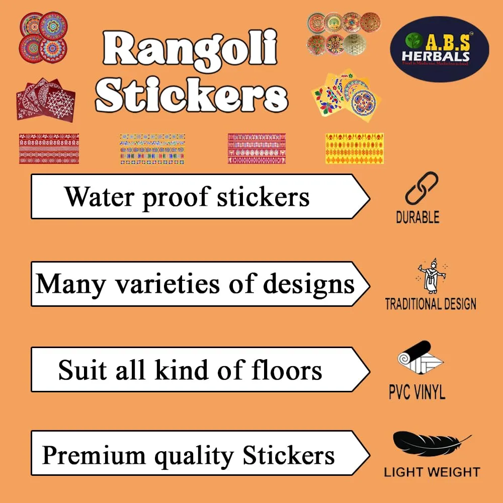 ABS HERBALS:Rangoli Sticker, Kolam Sticker for : Wall, Tile, Floor, Steel Sticker[Model: CP1]