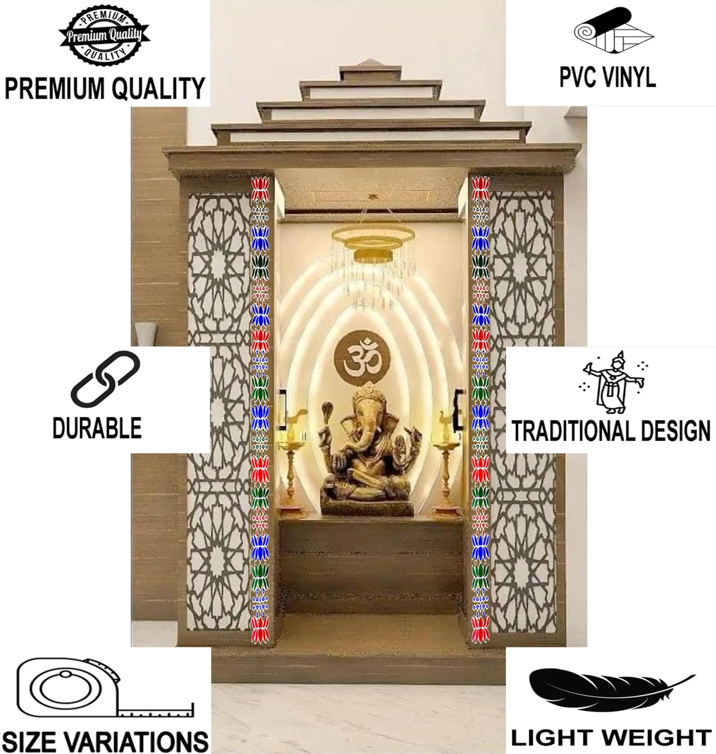 ABS HERBALS:Rangoli Sticker, Kolam Sticker for : Wall, Tile, Floor, Steel Sticker[Model: CP1]