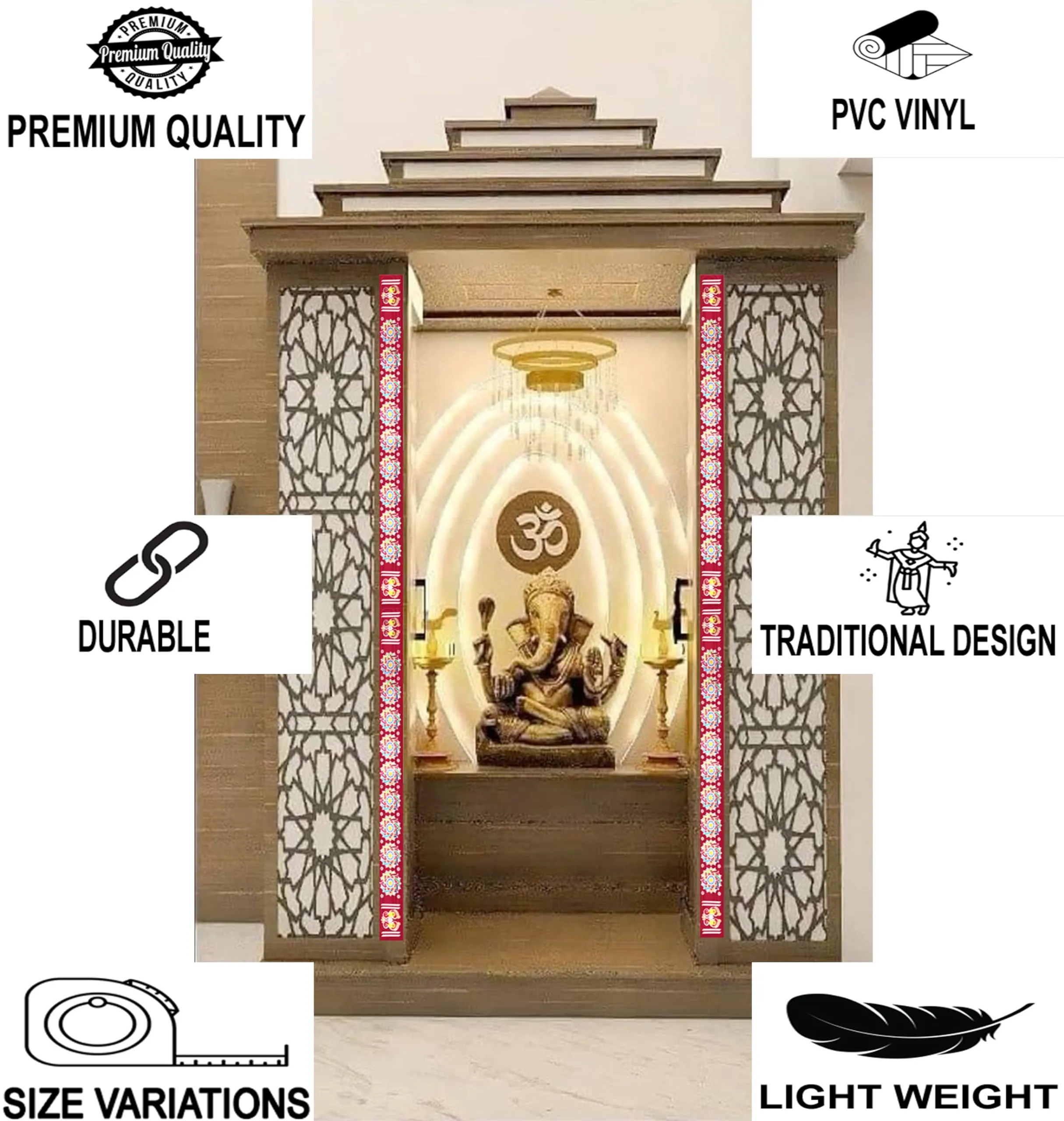 ABS HERBALS:Rangoli Sticker, Kolam Sticker for : Wall, Tile, Floor, Steel Sticker[Model: RP1]