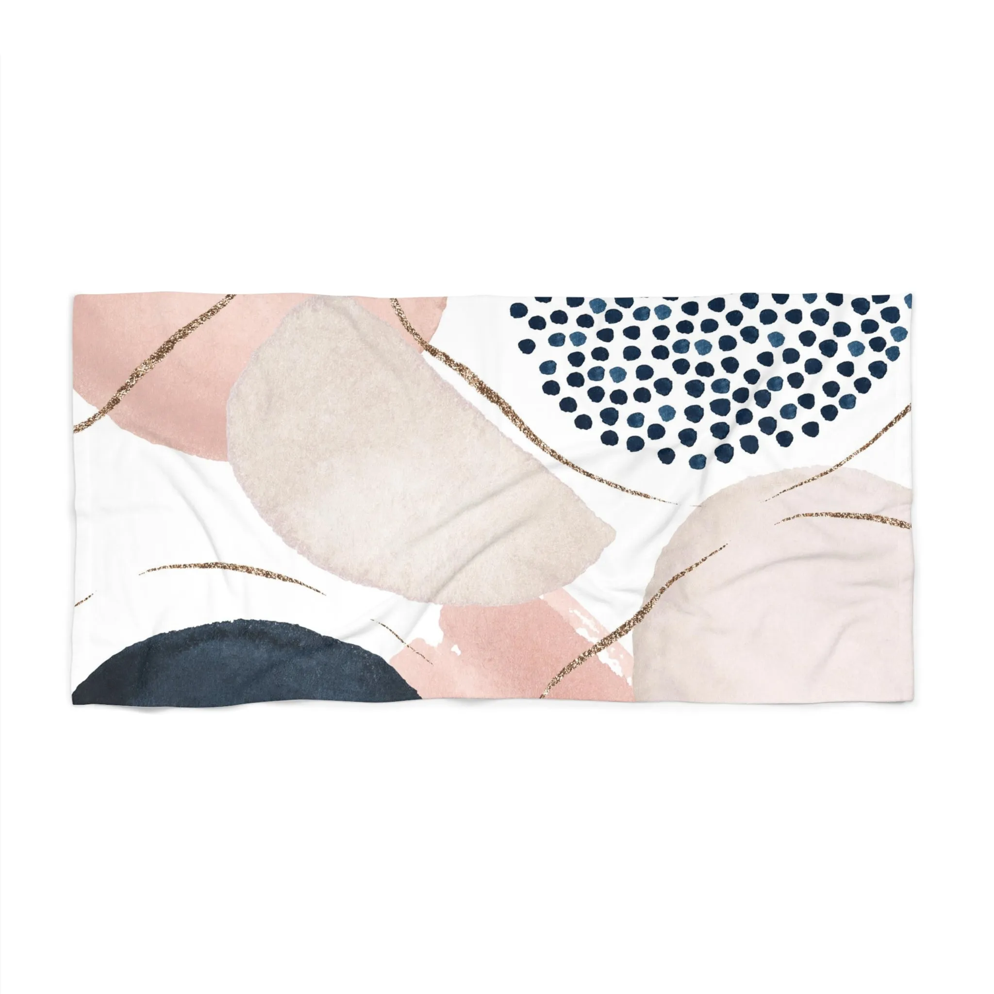 Abstract Boho Bath, Beach Towel | Blush Pink, Beige Ivory, Navy Blue