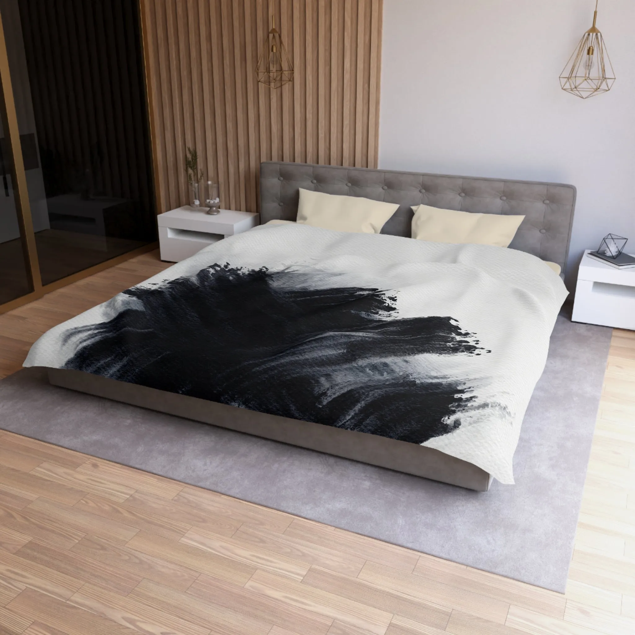 Abstract Duvet Cover | Black, White Grey Paint