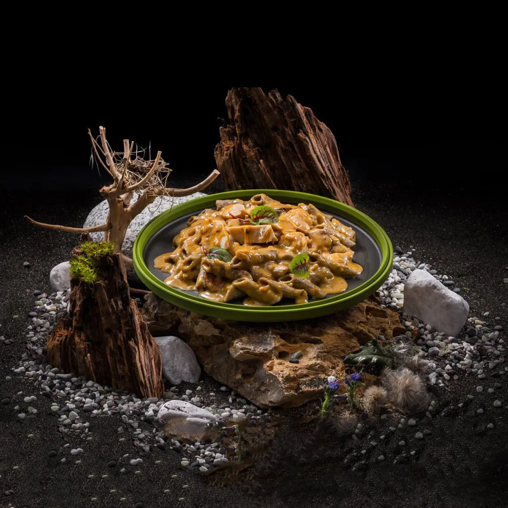 Adventure Menu Cricket Protein Penne with Chicken in Creole Cream Sauce