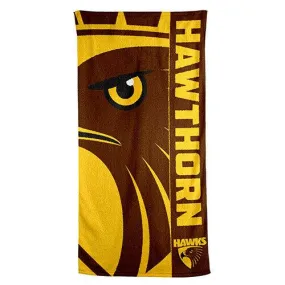 AFL Team Supporter Beach Bath Gym Towel - Hawthorn Hawks - 1500mm x 750mm