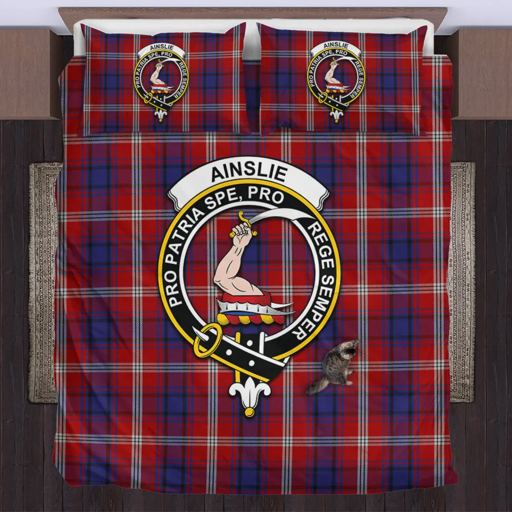 Ainslie Tartan Bedding Set with Family Crest