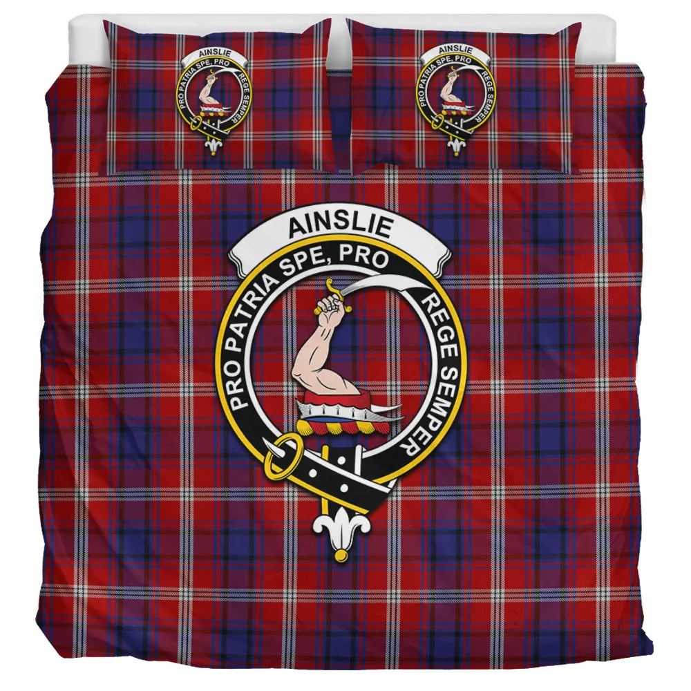 Ainslie Tartan Bedding Set with Family Crest