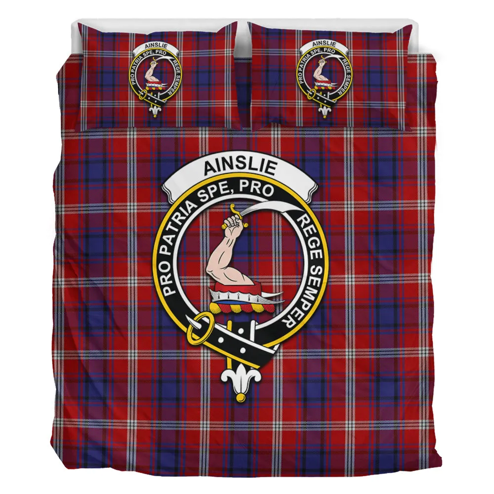 Ainslie Tartan Bedding Set with Family Crest