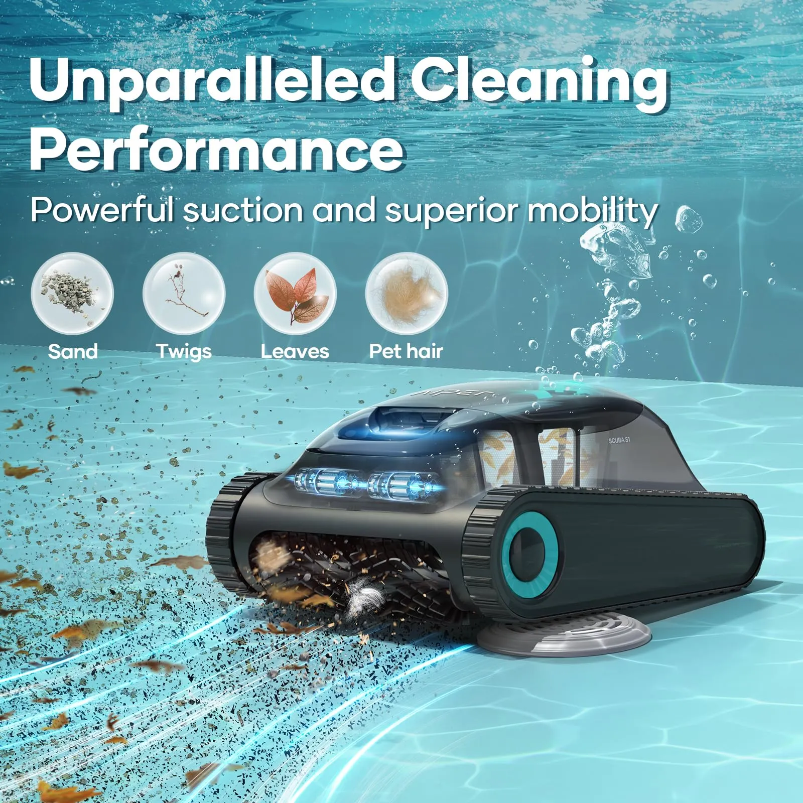 AIPER Scuba S1 Cordless Robotic Pool Cleaner, Pool Vacuum for Inground Pools, Wall and Waterline Cleaning, Smart Navigation for Pools up to 1,600 Sq.ft