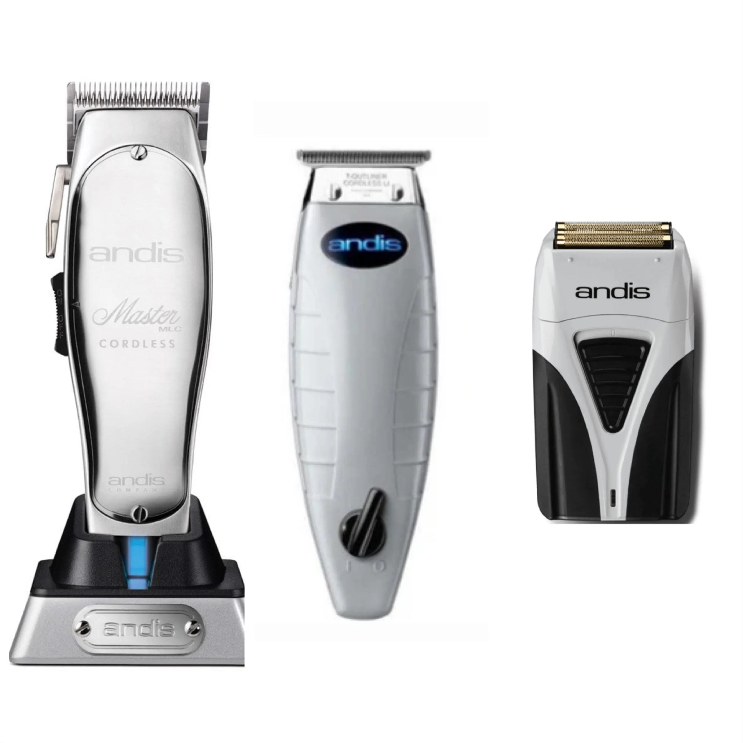 Andis 3pc Cordless Combo – Cordless Master, Cordless T-Outliner, Cordless Foil Shaver Plus