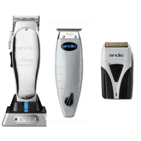 Andis 3pc Cordless Combo – Cordless Master, Cordless T-Outliner, Cordless Foil Shaver Plus