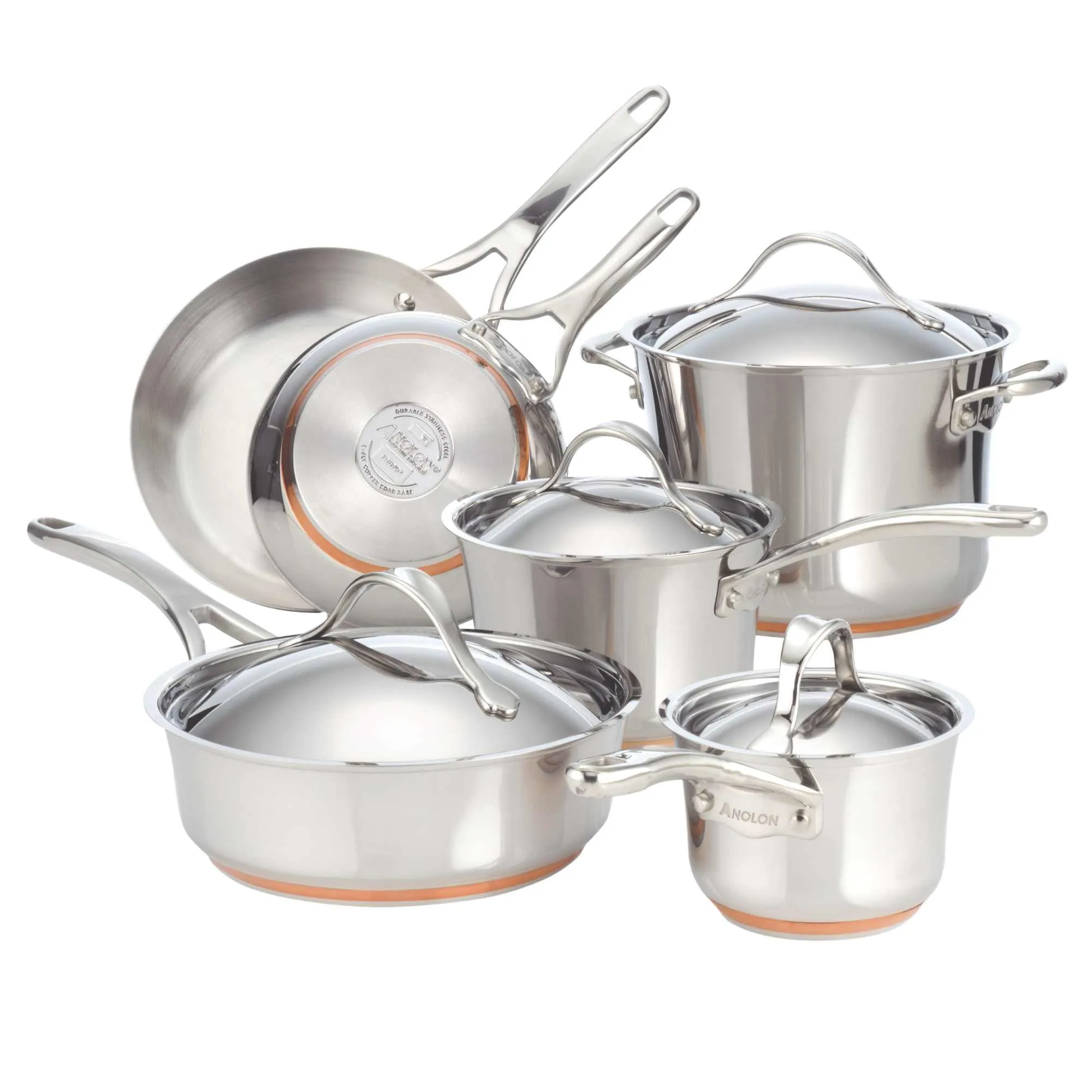 Anolon Nouvelle Copper Stainless Steel 10 Piece Cookware Set