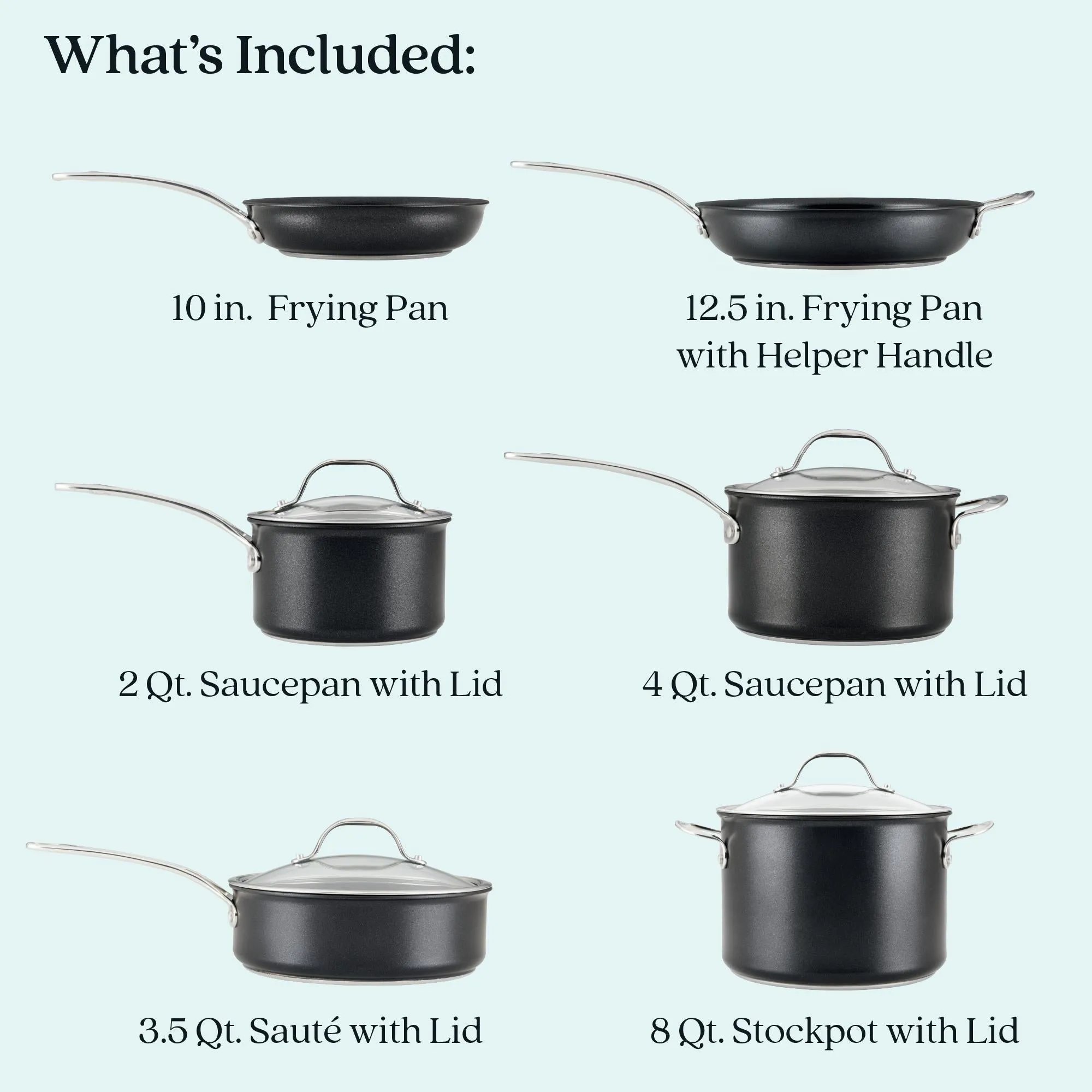 Anolon X SearTech Aluminum Nonstick Cookware Pots and Pans Set, 10-Piece, Super Dark Gray