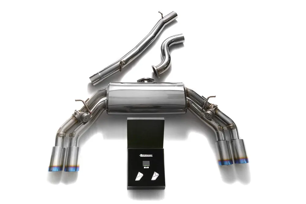 ARMYTRIX Stainless Steel Valvetronic Catback Exhaust System Quad Blue Coated Tips Audi TTS Quattro MK3 8S 2.0 TFSI 2015-2021