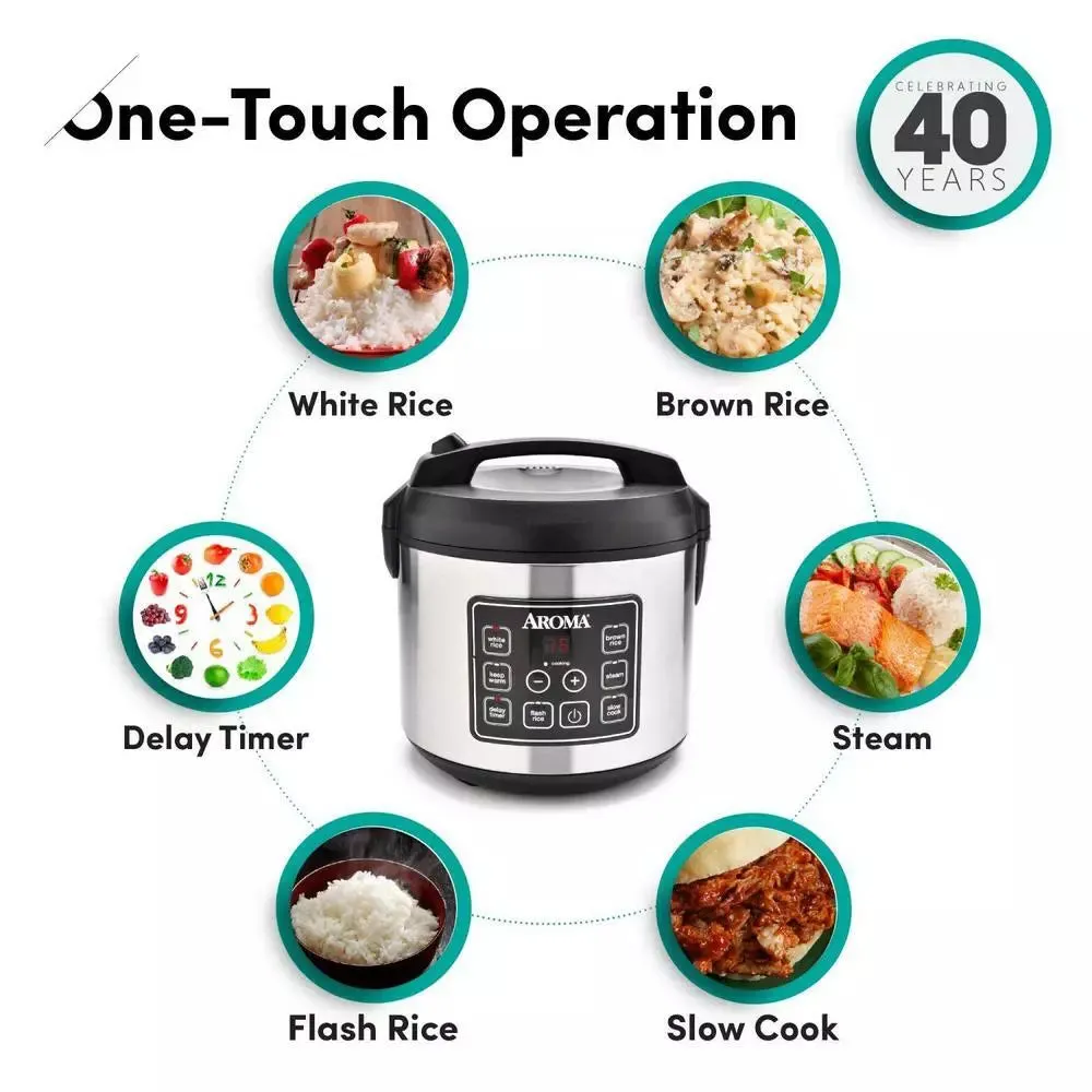 Aroma 20-Cup (Cooked) Digital Rice Cooker and Food Steamer