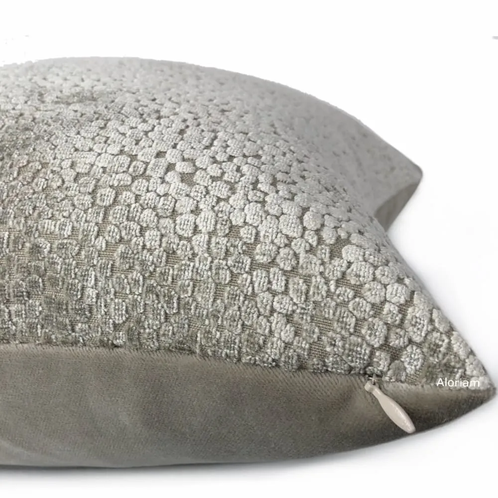 Ascott Taupe Gray Abstract Cut Velvet Dots Pillow Cover (Fabric by the Yard available)