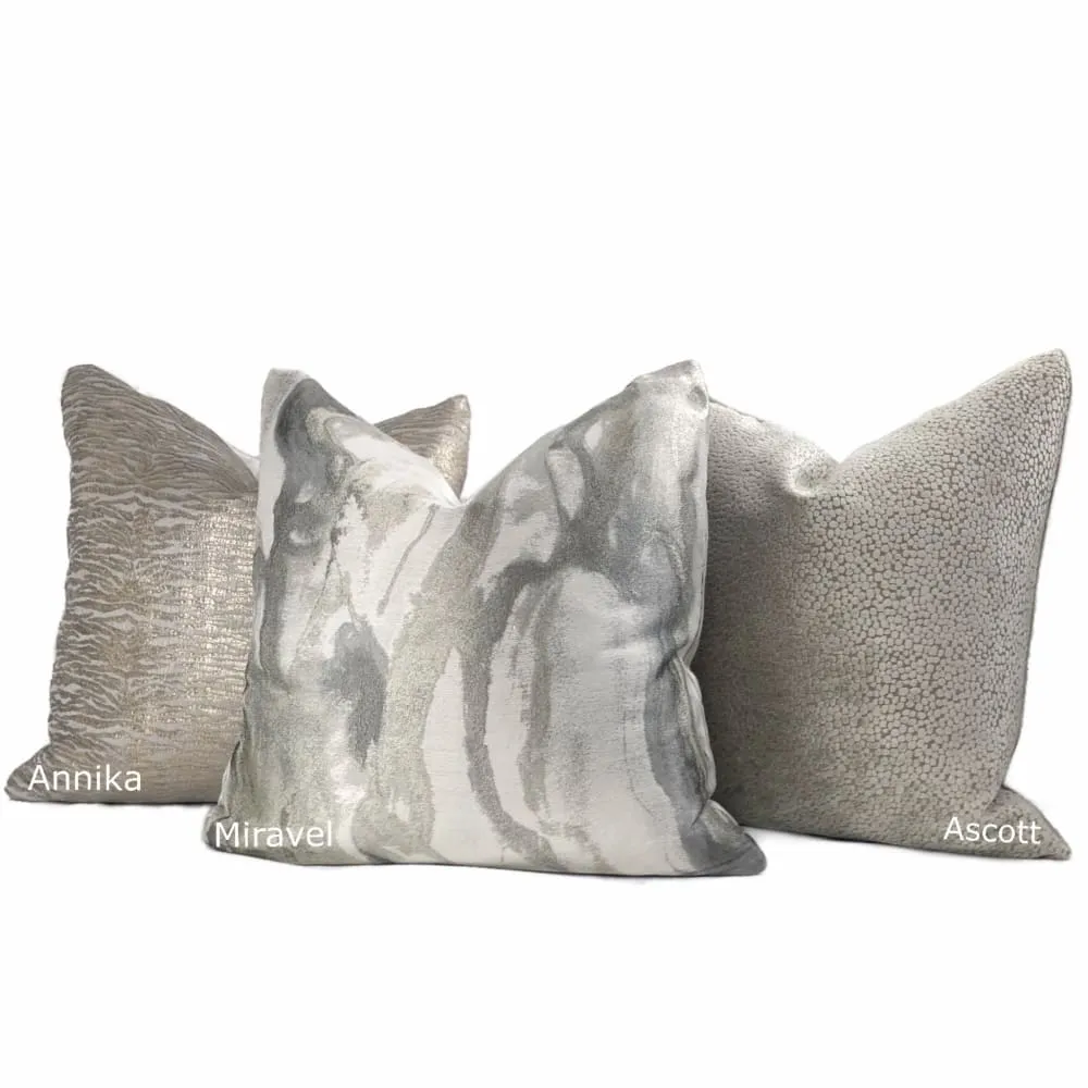 Ascott Taupe Gray Abstract Cut Velvet Dots Pillow Cover (Fabric by the Yard available)