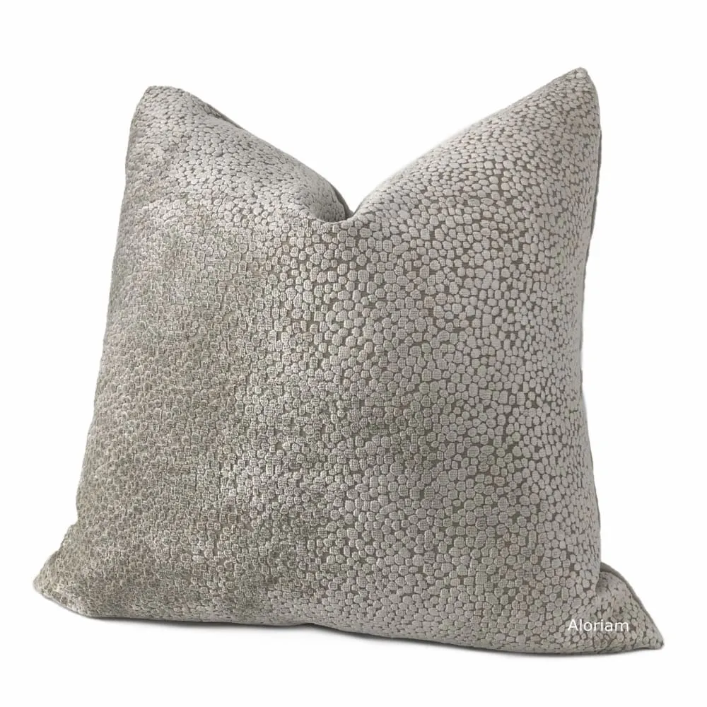 Ascott Taupe Gray Abstract Cut Velvet Dots Pillow Cover (Fabric by the Yard available)