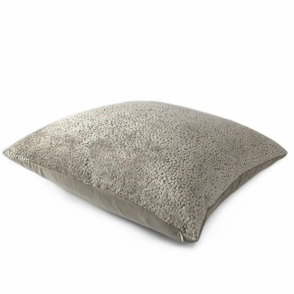 Ascott Taupe Gray Abstract Cut Velvet Dots Pillow Cover (Fabric by the Yard available)