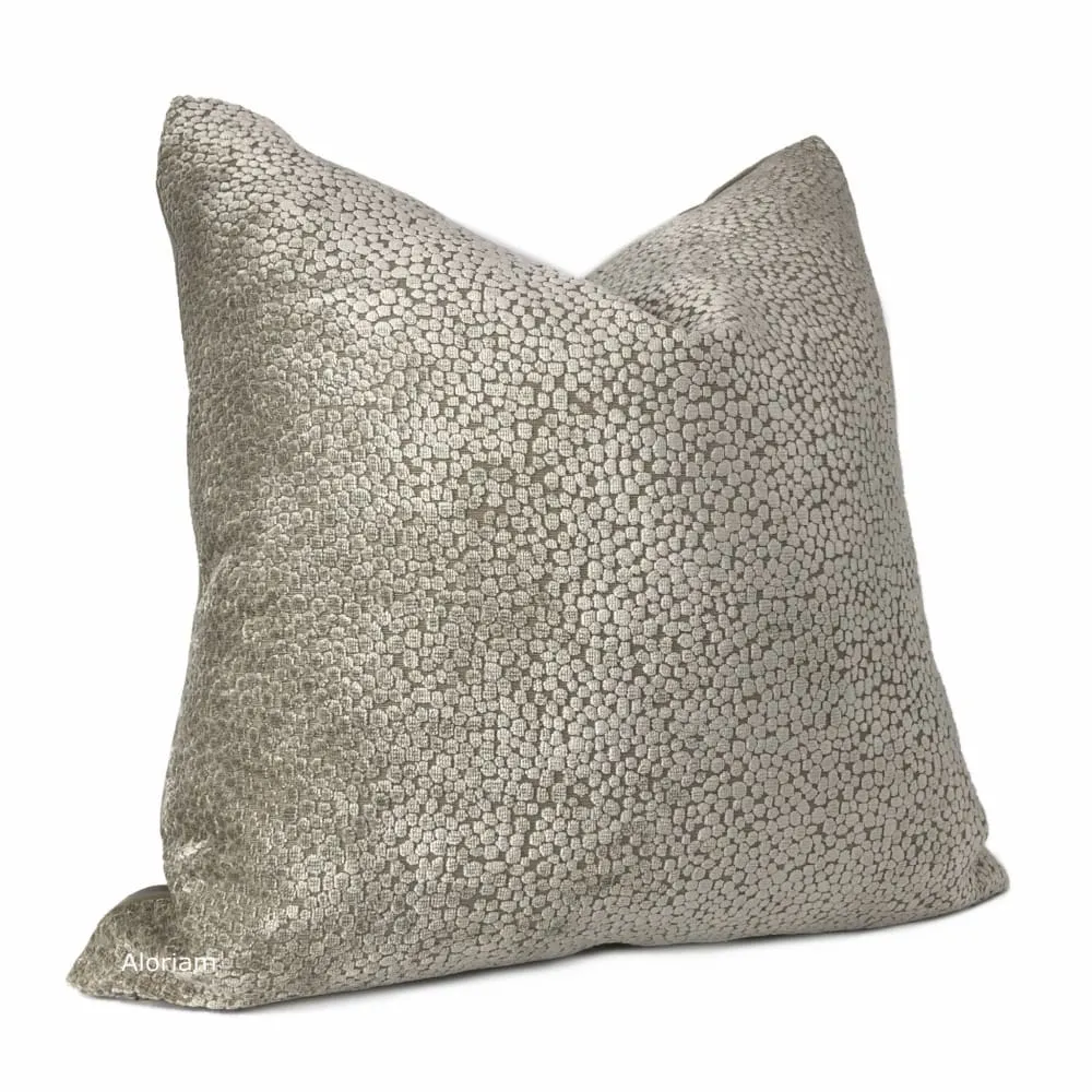 Ascott Taupe Gray Abstract Cut Velvet Dots Pillow Cover (Fabric by the Yard available)