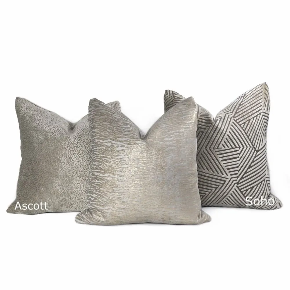 Ascott Taupe Gray Abstract Cut Velvet Dots Pillow Cover (Fabric by the Yard available)