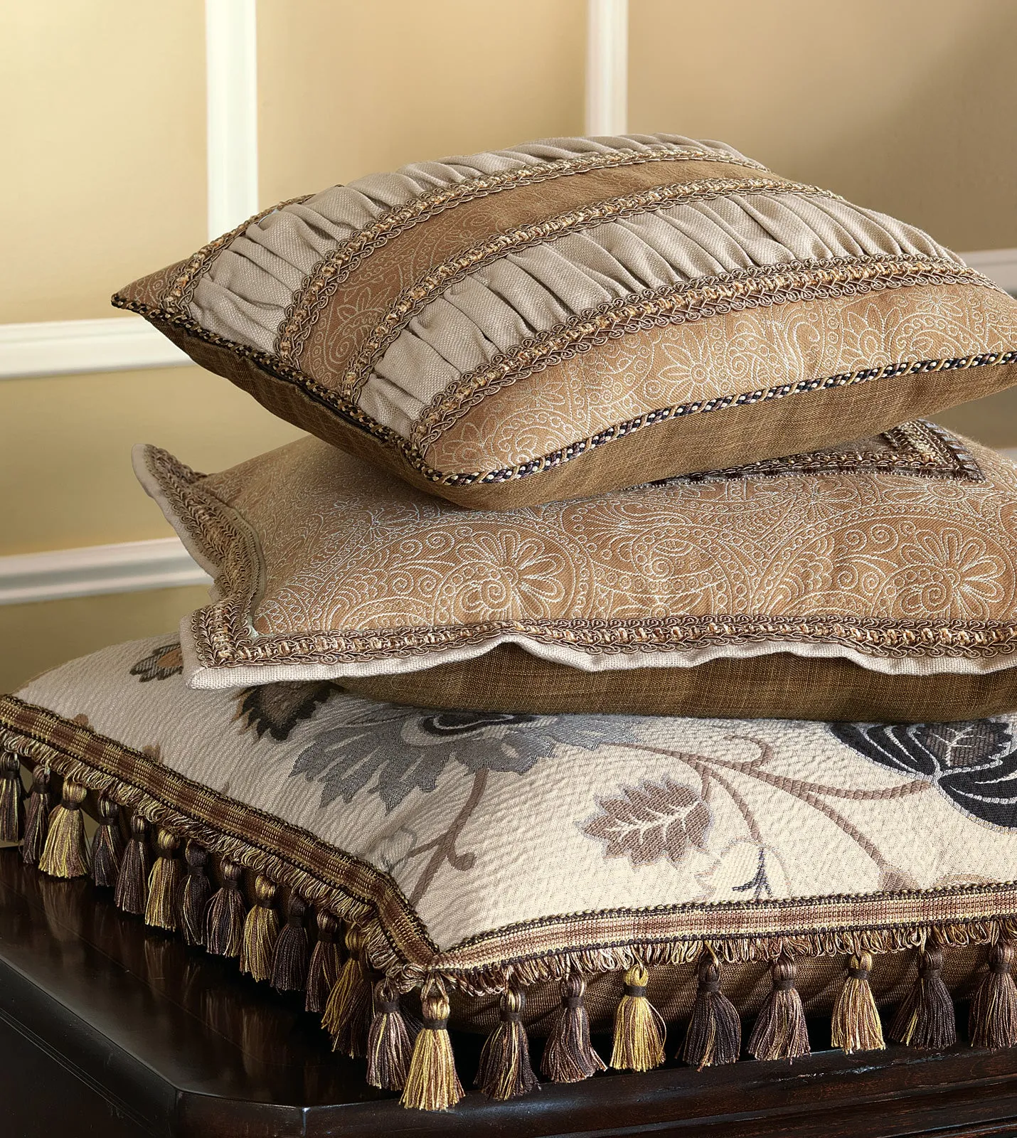 Astoria Caramel Paisley Throw Pillow Cover 20x20