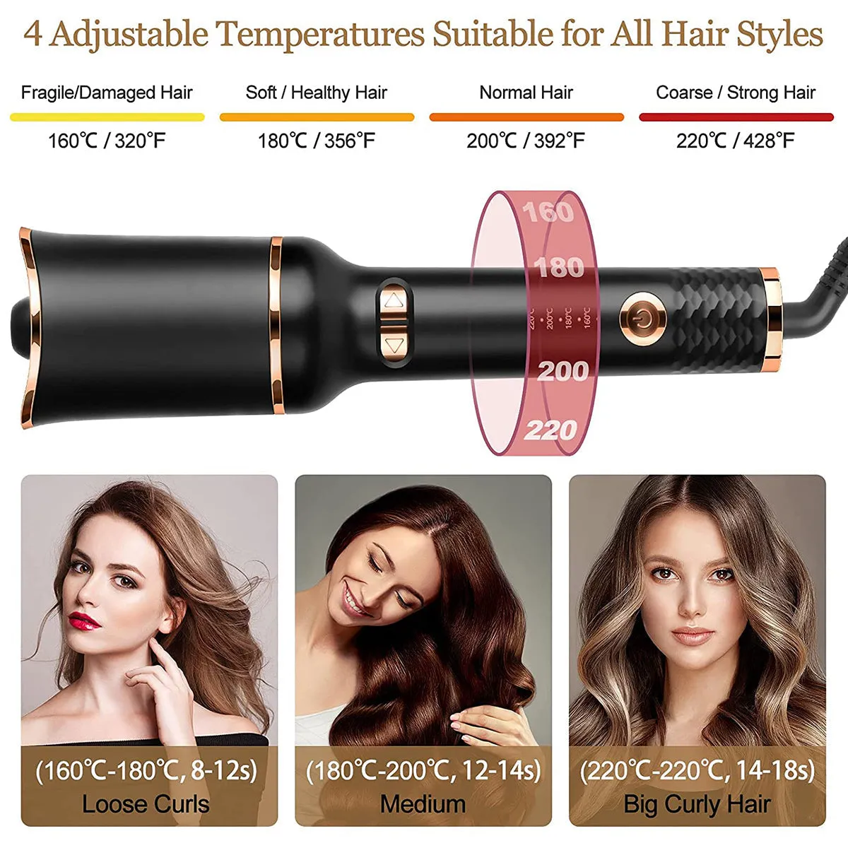 Automatic Curling Iron Air Curling Flat Iron Magic Wand Wave Styling Automatic Rotating Curling Wand Salon Styling