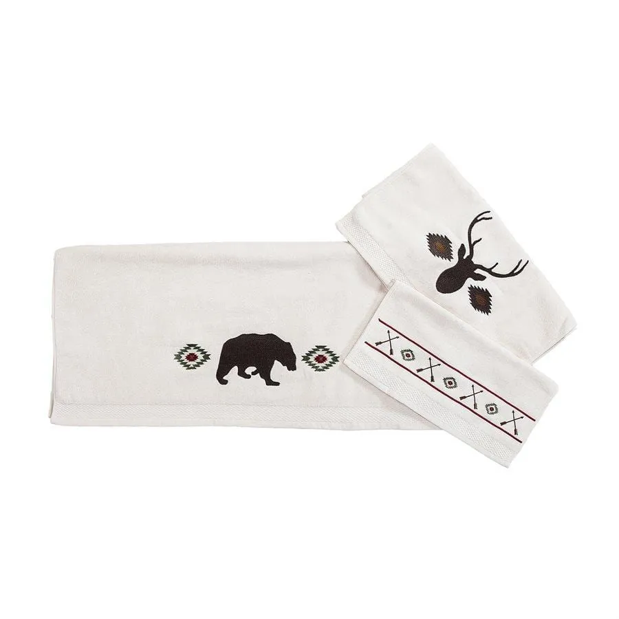 Aztec Bear 3PC Towel Set, Cream