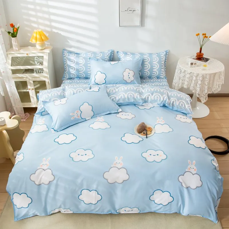 Baby Blue and Pink Clouds Bus Bunny Bedding Set