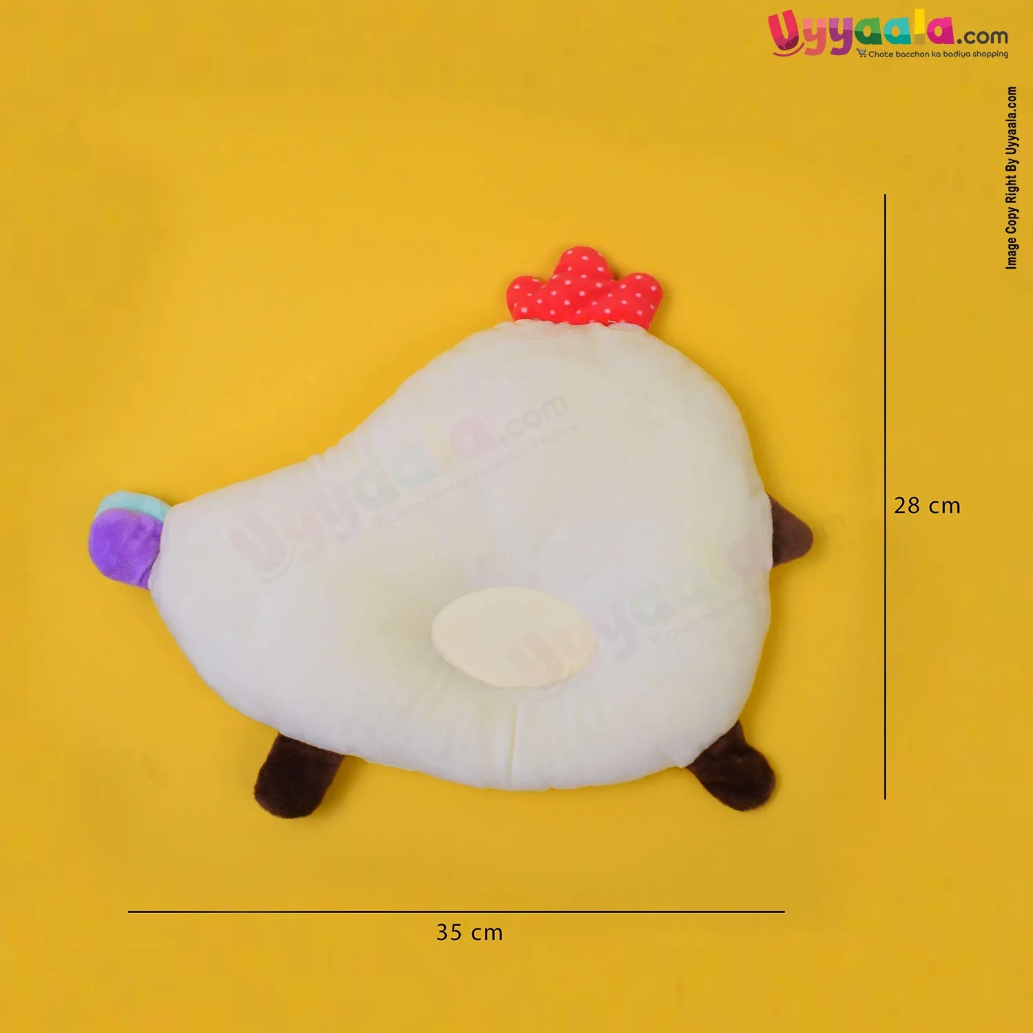 Baby Head Rest Pillow Rooster Character - Light Yellow