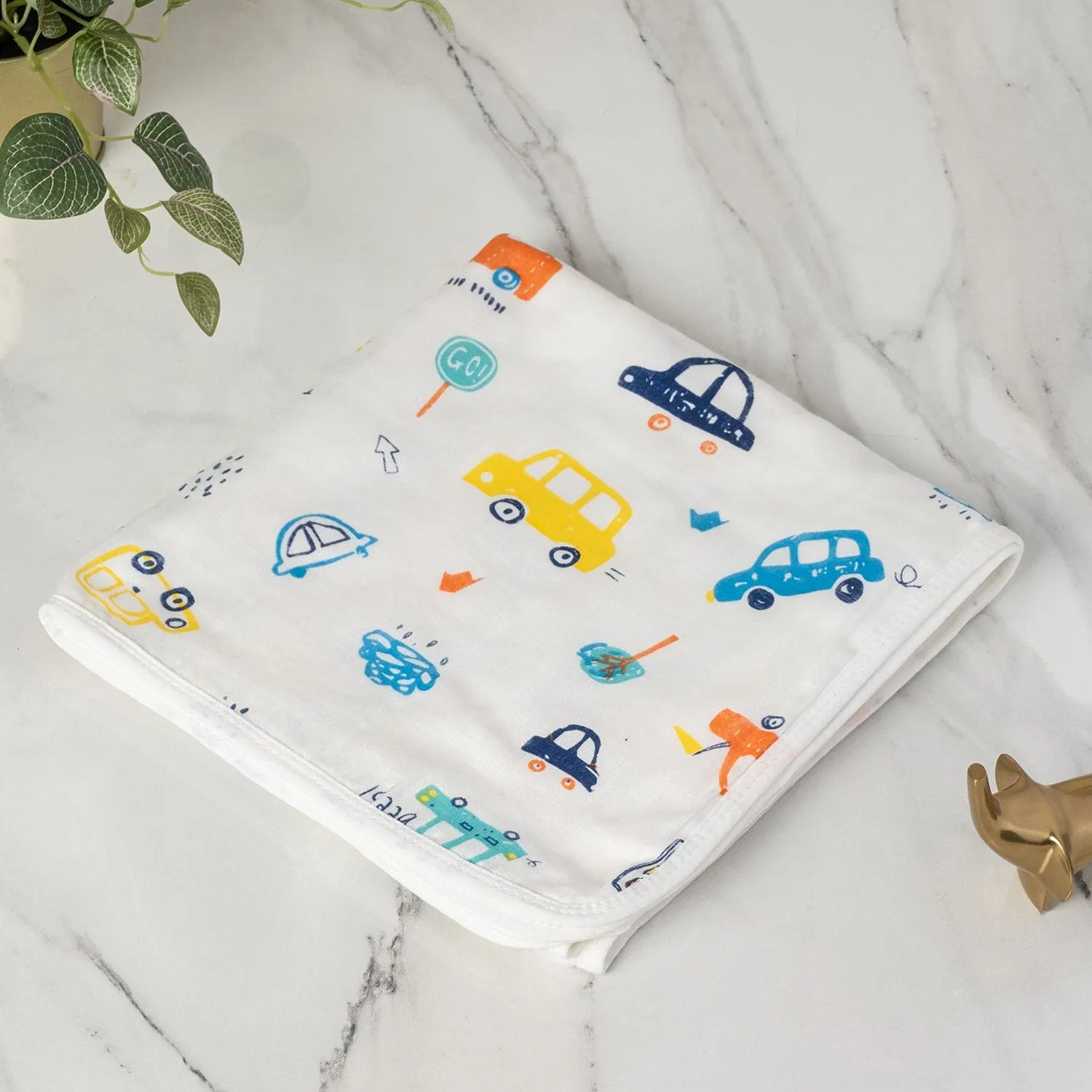 Baby Moo Car 100% Cotton Ultra Soft Eco Friendly Absorbent Towel - White