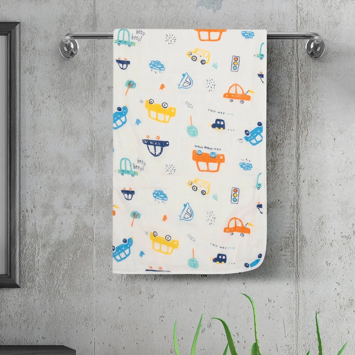 Baby Moo Car 100% Cotton Ultra Soft Eco Friendly Absorbent Towel - White