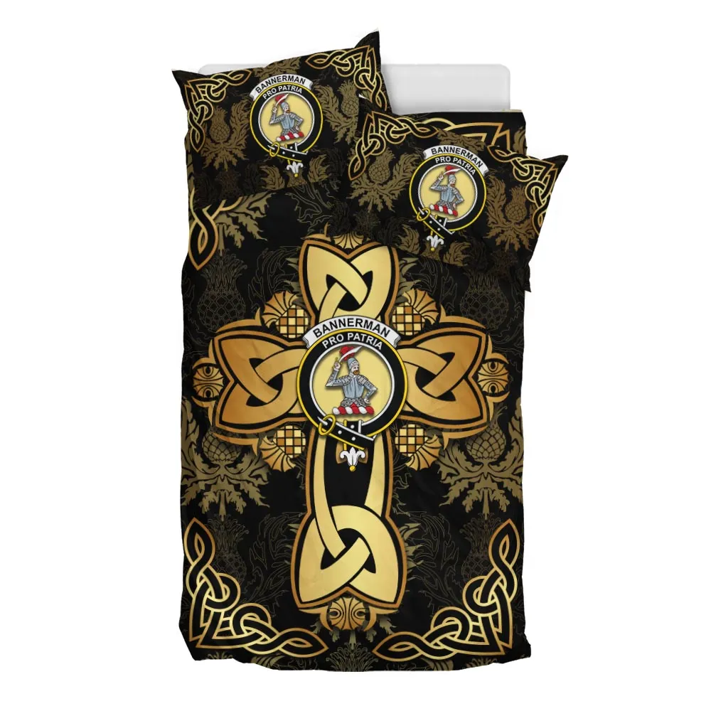 Bannerman Clan Bedding Sets Gold Thistle Celtic Style