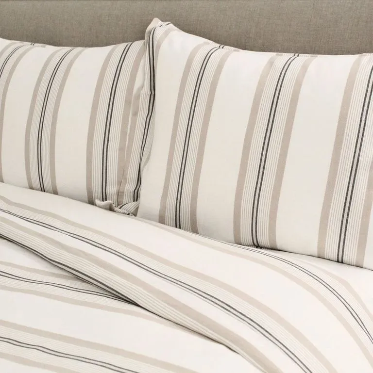 Beach Stripe Ivory & Sand Duvet Set by Ann Gish