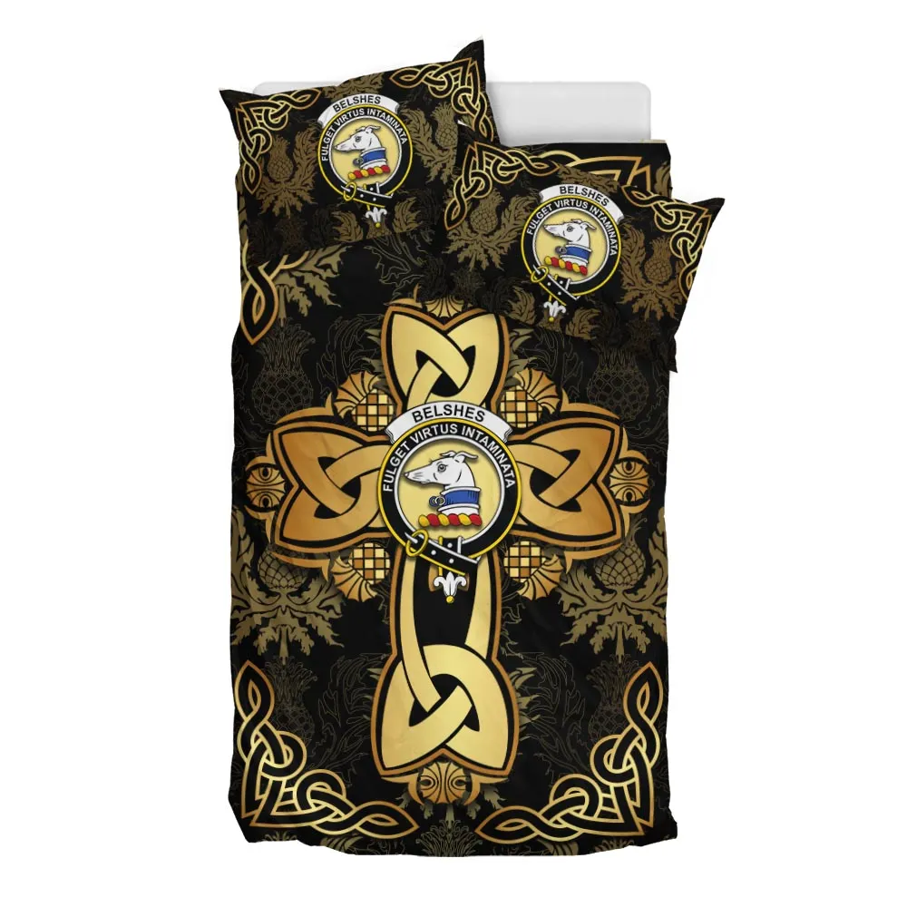 Belshes (Belsches) Clan Bedding Sets Gold Thistle Celtic Style