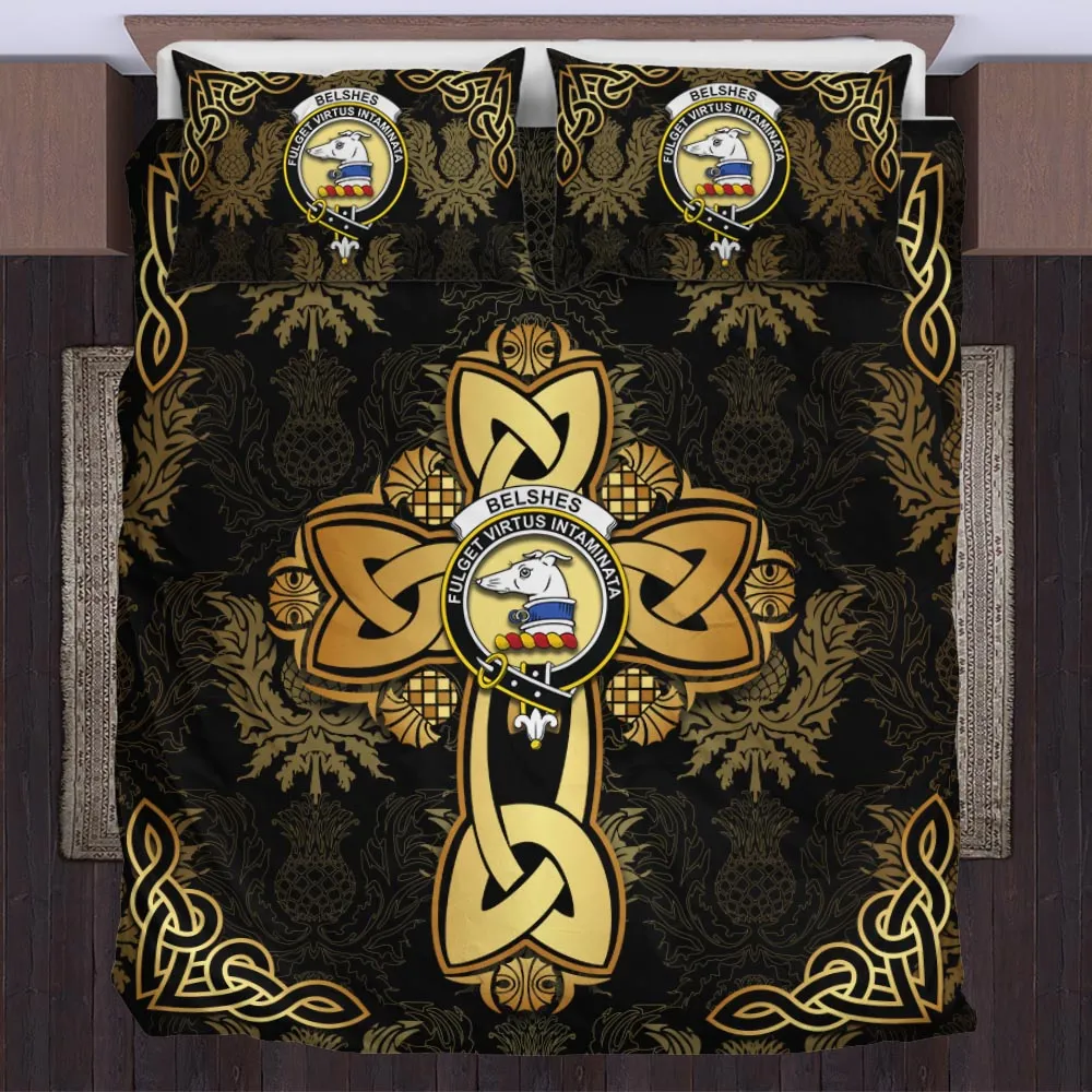 Belshes (Belsches) Clan Bedding Sets Gold Thistle Celtic Style